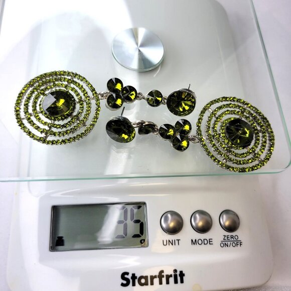 Green Chandelier Long Drop Earrings - Picture 9 of 11